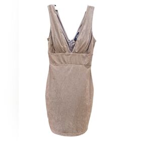 Lulu's Taupe V-Neck Sleeveless Sheath Dress Made In USA